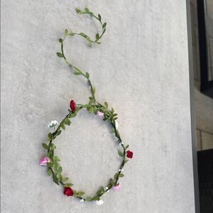 Floral Green and Red Kids Hair Wreath